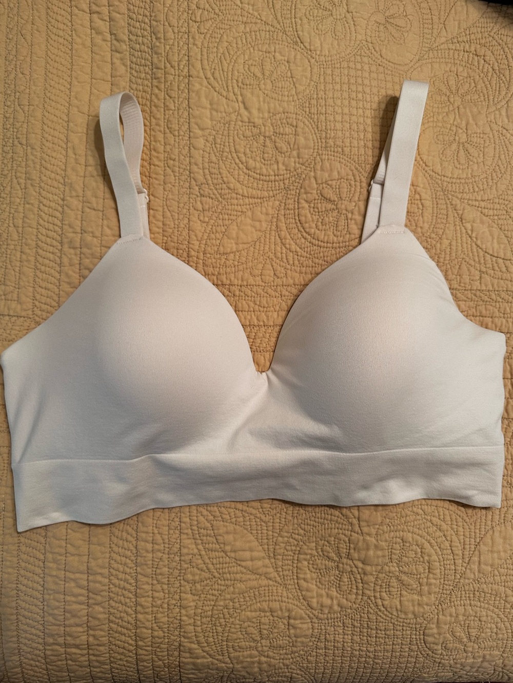 Size XL Truekind Supportive Comfort Wireless Shaping Bra in Chai color.